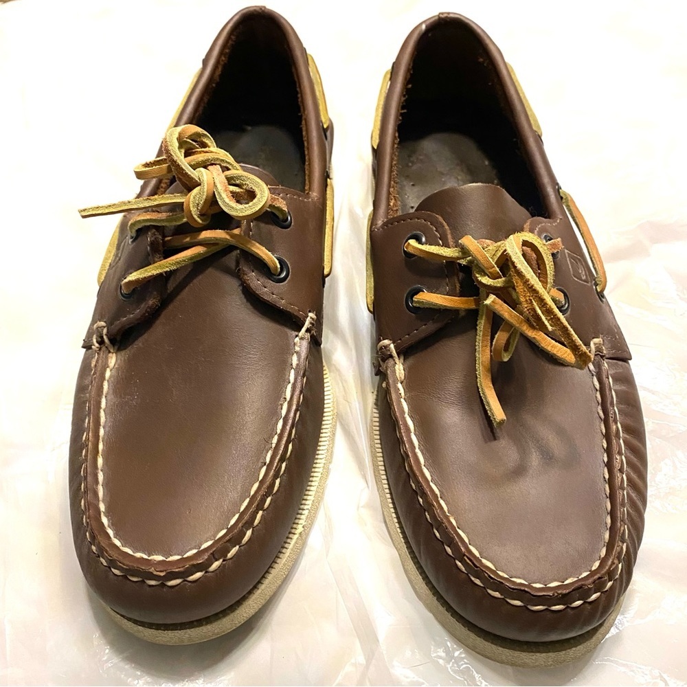 SPERRY top sider boat shoes brown leather SZ 8.5 M - Picture 10 of 10